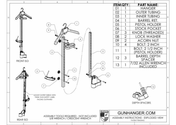 Assembly instructions for the Gunhanger.